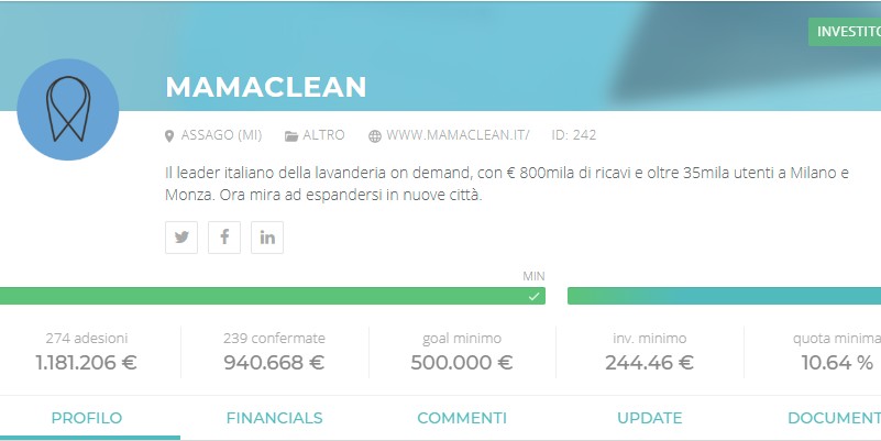 Mamaclean successo equity crowdfunding